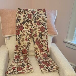 Free People Floral Boot Cut Pants - Cream and Red